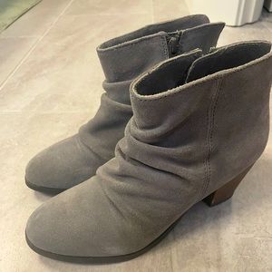 Gray suede booties